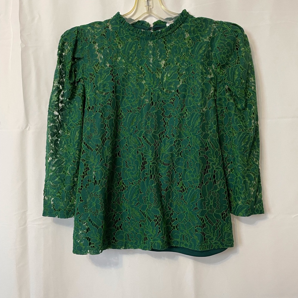 Suzy Shier Lace Blouse Green Women’s Small